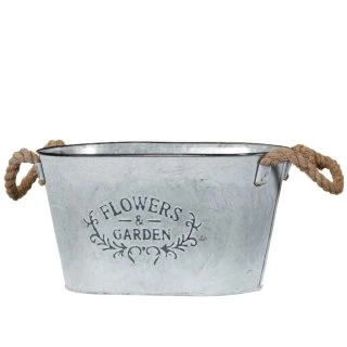 B&M Galvanised Oval Planter