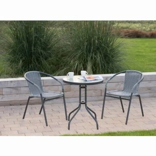 B&M Sorrento Rattan Effect Bistro Set 3pc