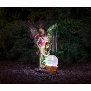 Solar Powered Garden Fairy With Wind Chime - Image 2