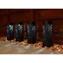 Solar Powered Bali Design Post Light 4pk