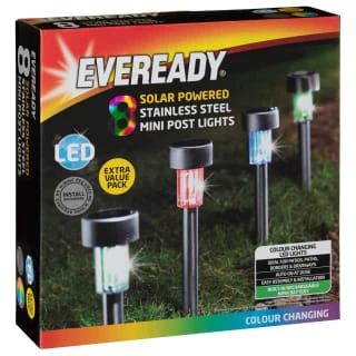 Eveready Solar Powered Post Lights 8pk - Colour Changing - Image 2