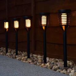 Morocco Solar Powered Post Lights - Flame Effect 5pk