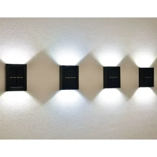 Solar Powered Up/Down Wall Light - White LED 4pk