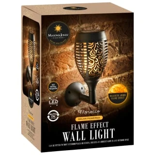 Morocco Solar Powered Wall Light - Flame Effect - Image 2