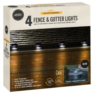 Solar Powered Fence & Gutter Lights - Black 4pk - Image 3
