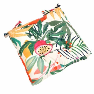 B&M Luxury Seat Pad - White Tropical Print - Image 2
