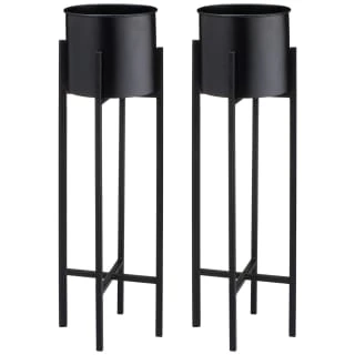 B&M Tall Round Planter 2pk - Black